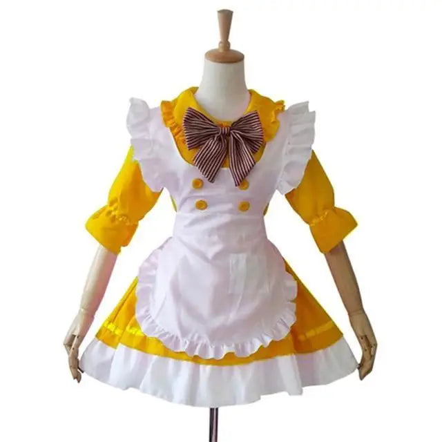 Kawaii French Maid Cosplay Costume Dress Apron Skirt Headpiece Complete Outfit Japan Anime Harajuku Fashion