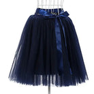 Traditional Tulle Tutu Skirts with Silk Ribbon in Various Colors - Navy - Skirts