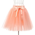 Traditional Tulle Tutu Skirts with Silk Ribbon in Various Colors - Peach - Skirts