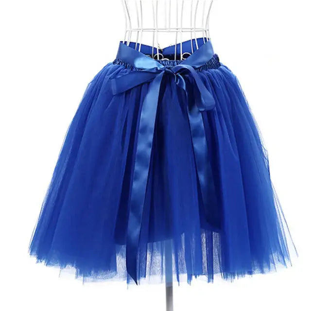 Traditional Tulle Tutu Skirts with Silk Ribbon in Various Colors - Royal blue - Skirts