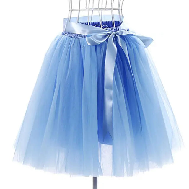 Traditional Tulle Tutu Skirts with Silk Ribbon in Various Colors - Lake blue - Skirts