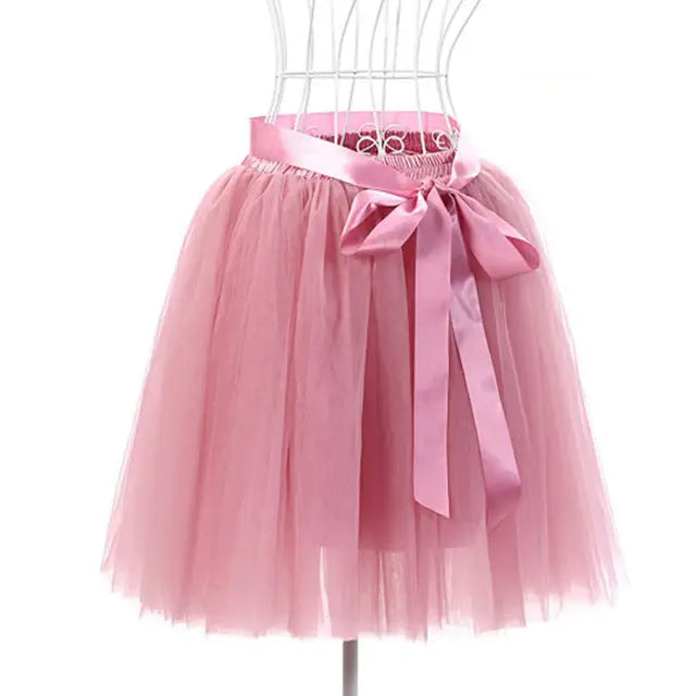 Traditional Tulle Tutu Skirts with Silk Ribbon in Various Colors - Rubber red - Skirts