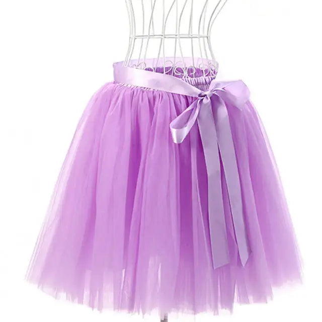 Traditional Tulle Tutu Skirts with Silk Ribbon in Various Colors - Lavender - Skirts