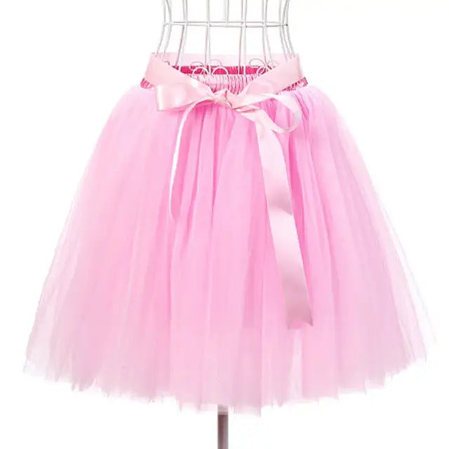 Traditional Tulle Tutu Skirts with Silk Ribbon in Various Colors - Pink - Skirts