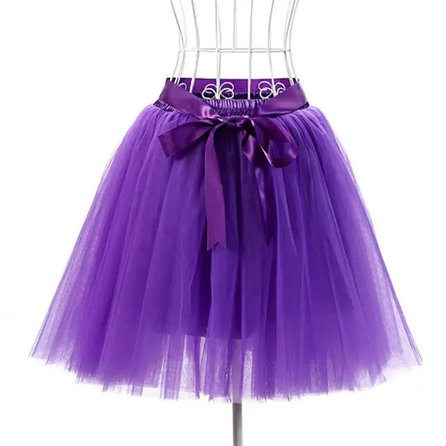 Traditional Tulle Tutu Skirts with Silk Ribbon in Various Colors - Purple - Skirts