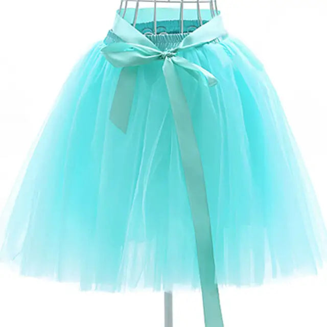 Traditional Tulle Tutu Skirts with Silk Ribbon in Various Colors - Sky blue - Skirts