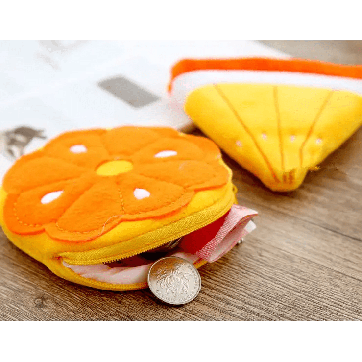 Tropical Fruit Coin Bags with Embroidery and Secure Zipper - Cosparty