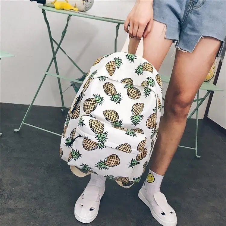 Tropical Pineapple Print Backpack for Kawaii Gear - Cosparty