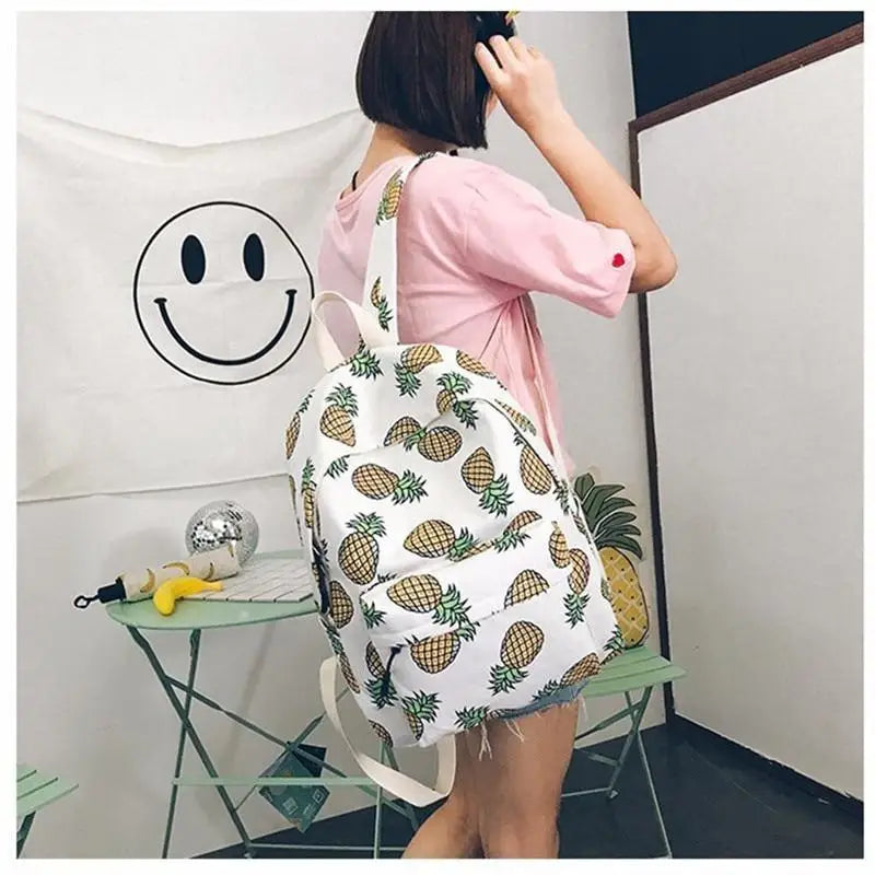 Tropical Pineapple Print Backpack for Kawaii Gear - backpack