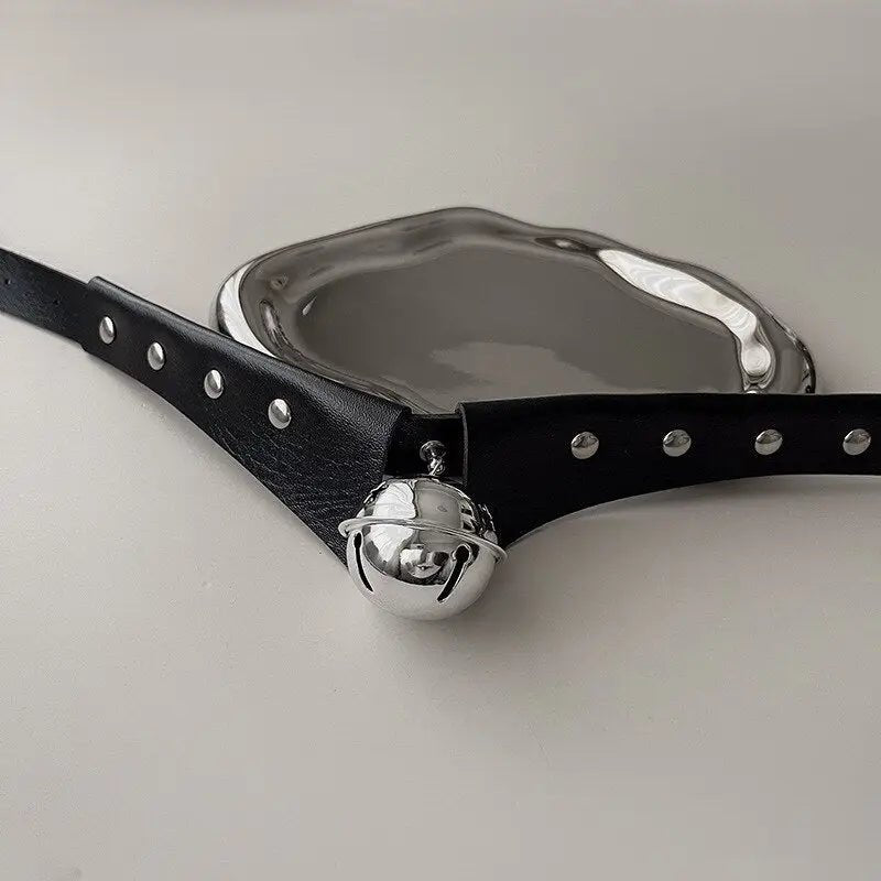Tuxedo Bell Collar in Vegan Leather for a Playful Look - Cosparty