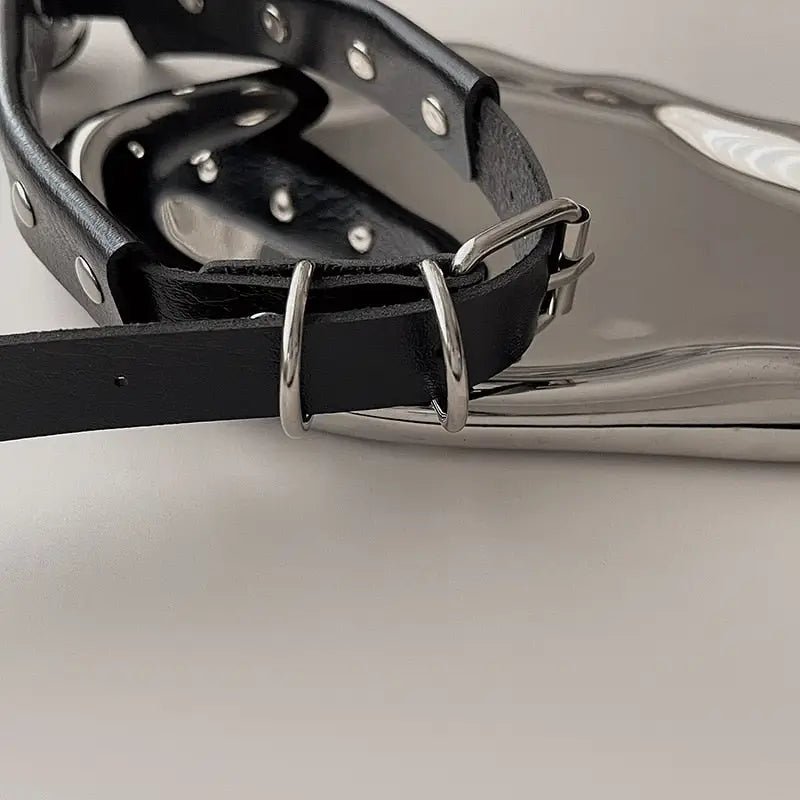 Tuxedo Bell Collar in Vegan Leather for a Playful Look - Cosparty