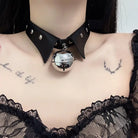 Tuxedo Bell Collar in Vegan Leather for a Playful Look - choker