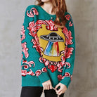 UFO Spaceship Inspired Knitted Crewneck Sweatshirt - Cosparty