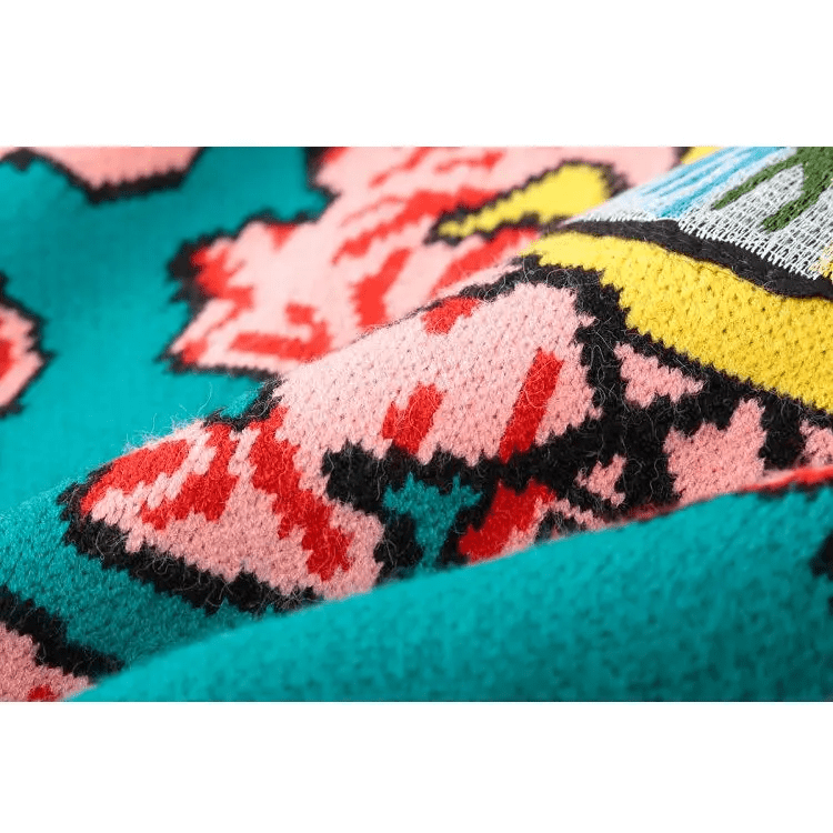 UFO Spaceship Inspired Knitted Crewneck Sweatshirt - Cosparty