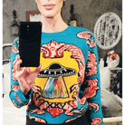 UFO Spaceship Inspired Knitted Crewneck Sweatshirt - Cosparty