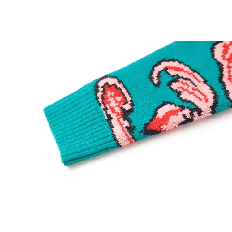 UFO Spaceship Inspired Knitted Crewneck Sweatshirt - Cosparty