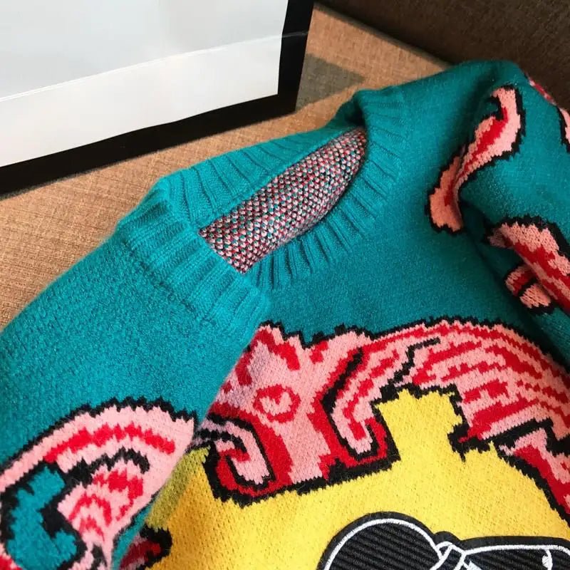 UFO Spaceship Inspired Knitted Crewneck Sweatshirt - Cosparty