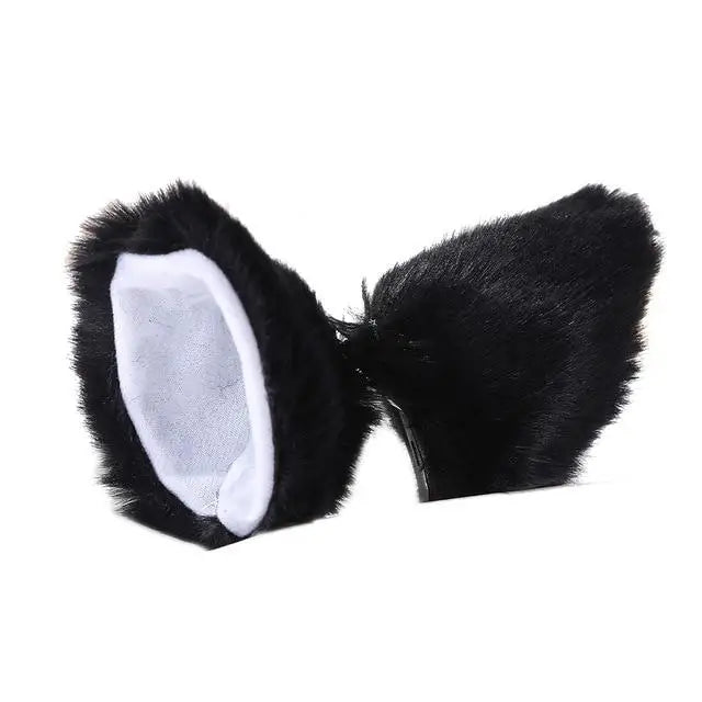 Black Furry Soft Neko Ears Clip In Cat Ears Fox Ears Petplay Kink Fetish Furries