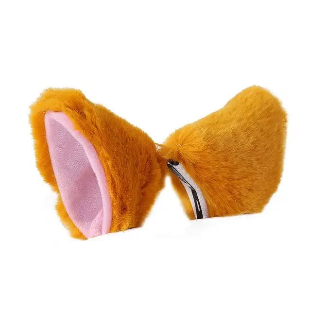 Orange Furry Soft Neko Ears Clip In Cat Ears Fox Ears Petplay Kink Fetish Furries