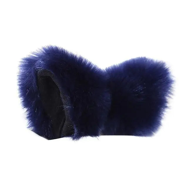 Navy Blue Furry Soft Neko Ears Clip In Cat Ears Fox Ears Petplay Kink Fetish Furries