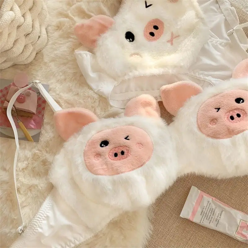 Ultra Plush Piggy Lingerie Set for Comfortable Nighttime Wear - lingerie