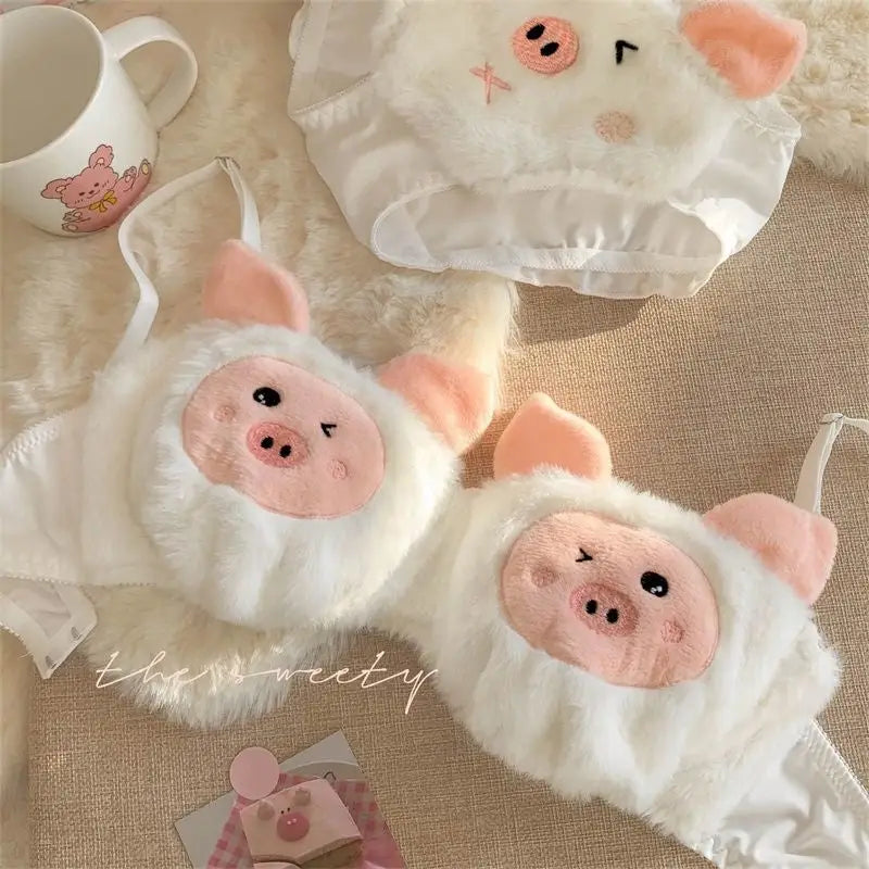 Ultra Plush Piggy Lingerie Set for Comfortable Nighttime Wear - lingerie