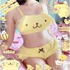 Ultra Plush Pompompurin Inspired Lingerie Set with Cute Tops Length - Cosparty