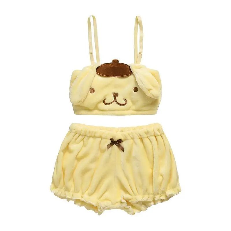 Ultra Plush Pompompurin Inspired Lingerie Set with Cute Tops Length - Cosparty