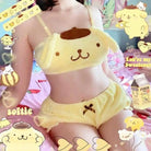 Ultra Plush Pompompurin Inspired Lingerie Set with Cute Tops Length - underwear