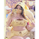 Ultra Plush Pompompurin Inspired Lingerie Set with Cute Tops Length - underwear