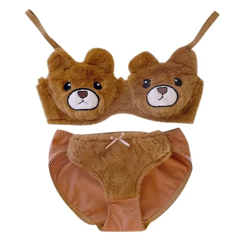 Ultra Plush Teddy Bear Lingerie Set for Bust - Under Bust Comfort - Cosparty