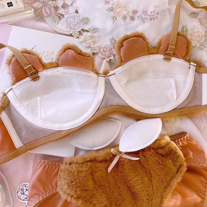 Ultra Plush Teddy Bear Lingerie Set for Bust - Under Bust Comfort - Cosparty
