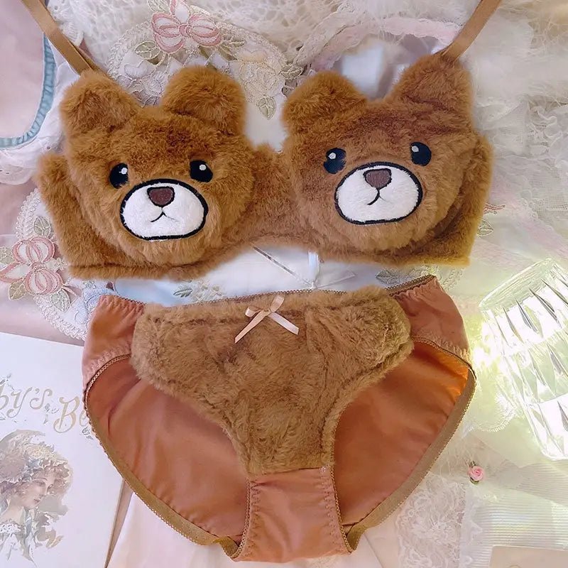 Ultra Plush Teddy Bear Lingerie Set for Bust - Under Bust Comfort - Cosparty