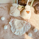 Ultra Plush Teddy Bear Lingerie Set for Cozy Nights - White / M - lingerie set