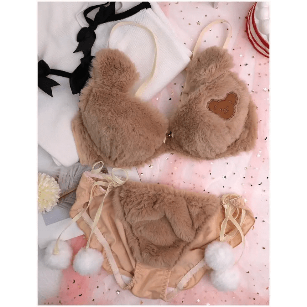 Ultra Plush Teddy Bear Lingerie Set for Cozy Nights - Cosparty