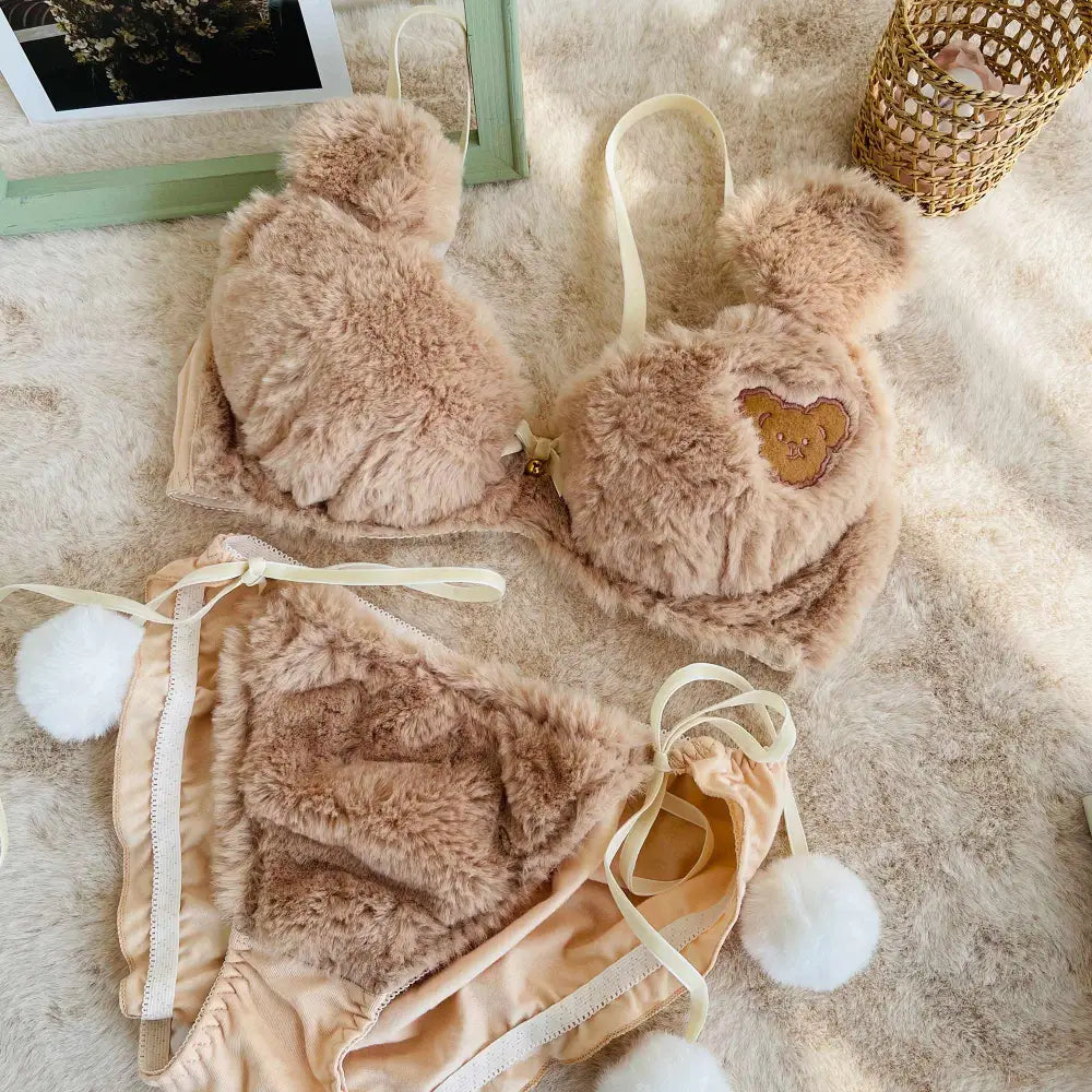 Ultra Plush Teddy Bear Lingerie Set for Cozy Nights - Brown / M - lingerie set