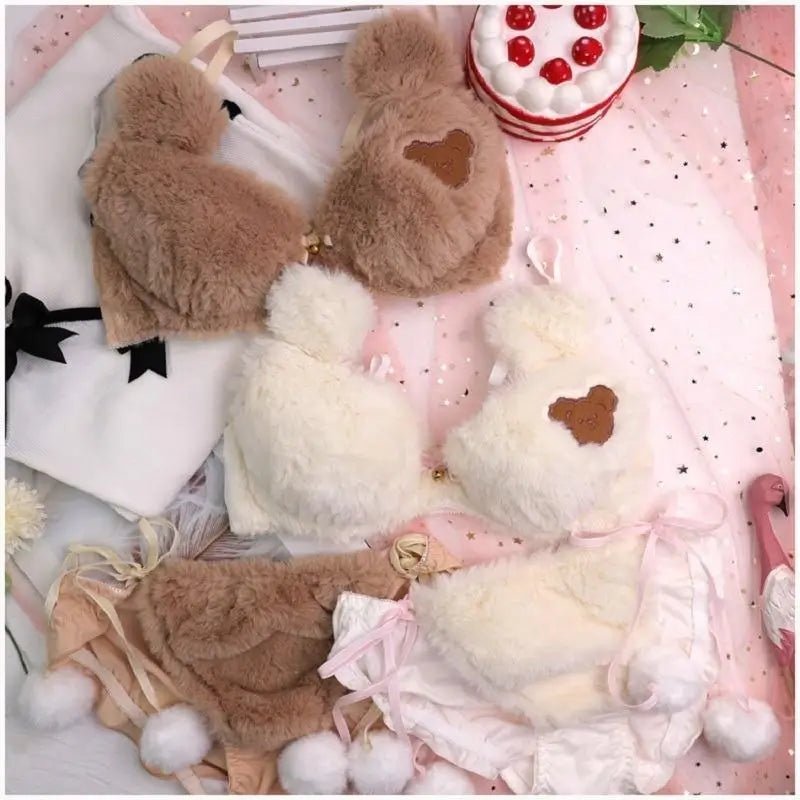Ultra Plush Teddy Bear Lingerie Set for Cozy Nights - Cosparty