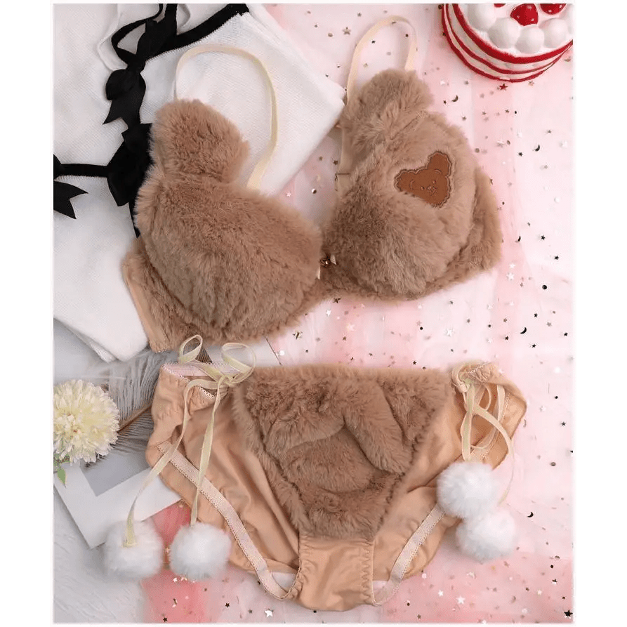 Ultra Plush Teddy Bear Lingerie Set for Cozy Nights - Cosparty