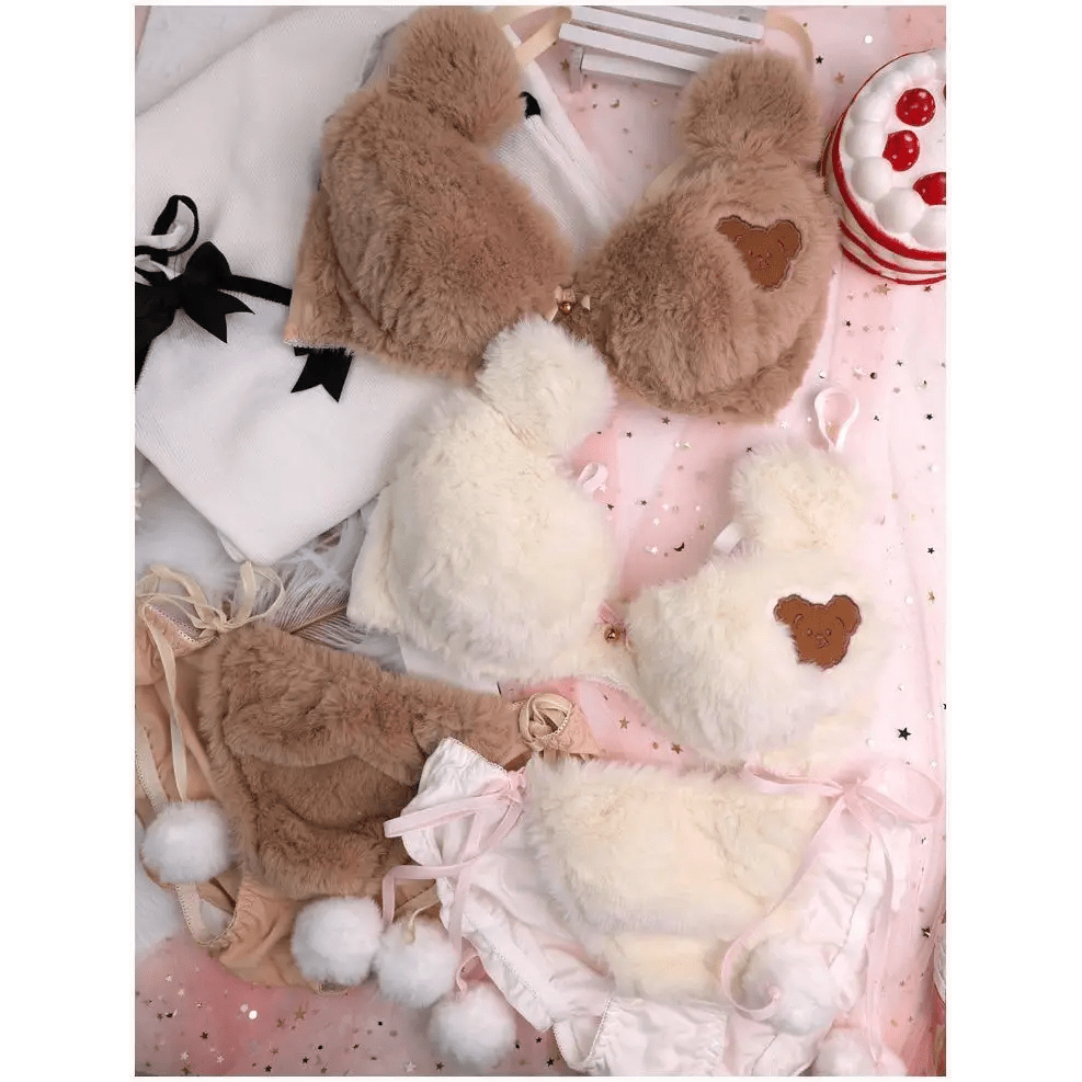 Ultra Plush Teddy Bear Lingerie Set for Cozy Nights - Cosparty
