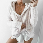 Oversized Fuzzy Hoodie - beige / S - hoodie