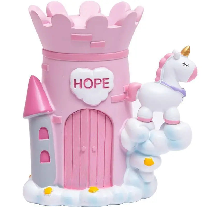 Unicorn Castle Pen Holder in Light Blue or Pink - pen holder