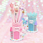 Unicorn Castle Pen Holder in Light Blue or Pink - pen holder