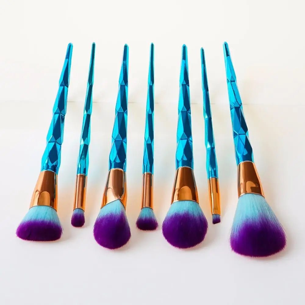Unicorn Inspired Diamond Patterned Makeup Brushes - Cosparty