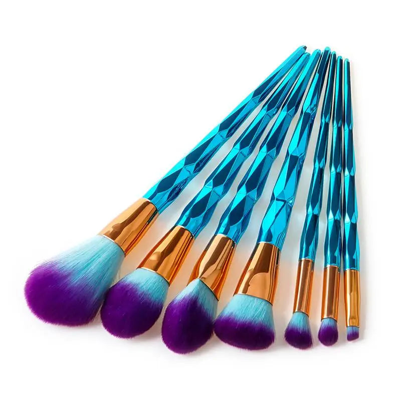 blue diamond unicorn makeup brush set blush brush eyeshadow make up set magical mermaid shiny metal