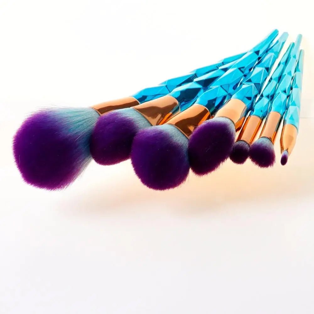 Unicorn Inspired Diamond Patterned Makeup Brushes - Cosparty