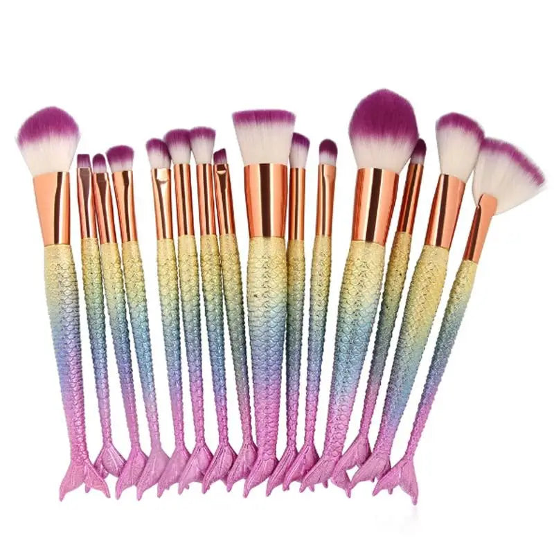 Unicorn Inspired Mermaid Fin Makeup Brushes - beauty