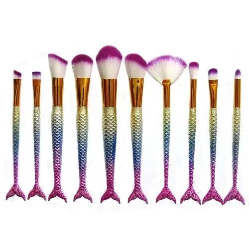 Unicorn Inspired Mermaid Fin Makeup Brushes - beauty