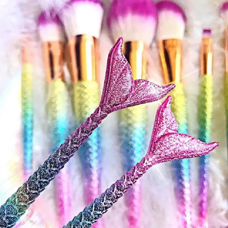 Unicorn Inspired Mermaid Fin Makeup Brushes - beauty