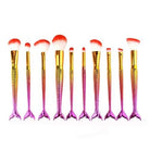 Unicorn Inspired Mermaid Fin Makeup Brushes - Gold 10PCS - beauty