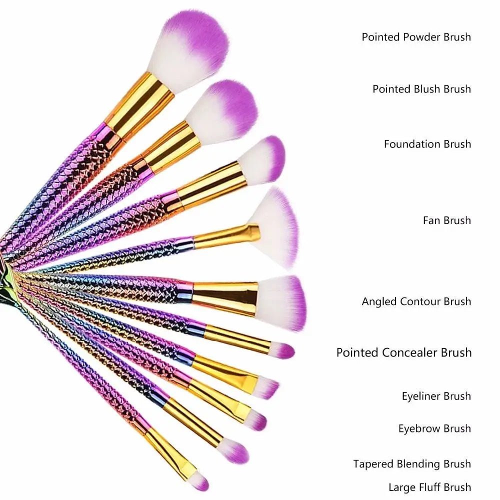 Unicorn Inspired Mermaid Fin Makeup Brushes - Cosparty